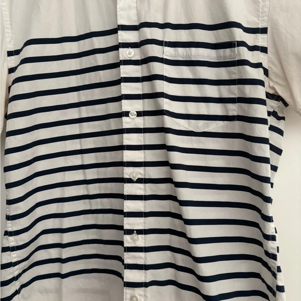 Men’s J. Crew White and Navy Striped Shirt